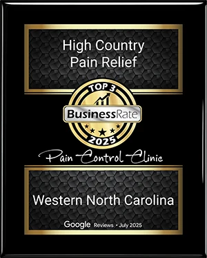A plaque awarding the clinic a spot in the Top 3 Business Rate 2025
